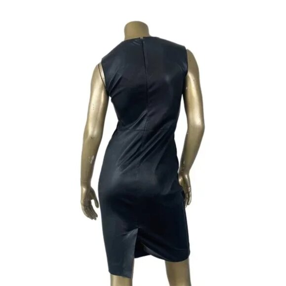 VINCE 100% LEATHER SLEEVELESS SHEATH DRESS-KNEE LENGHT, SIZE 2 - Picture 2 of 8